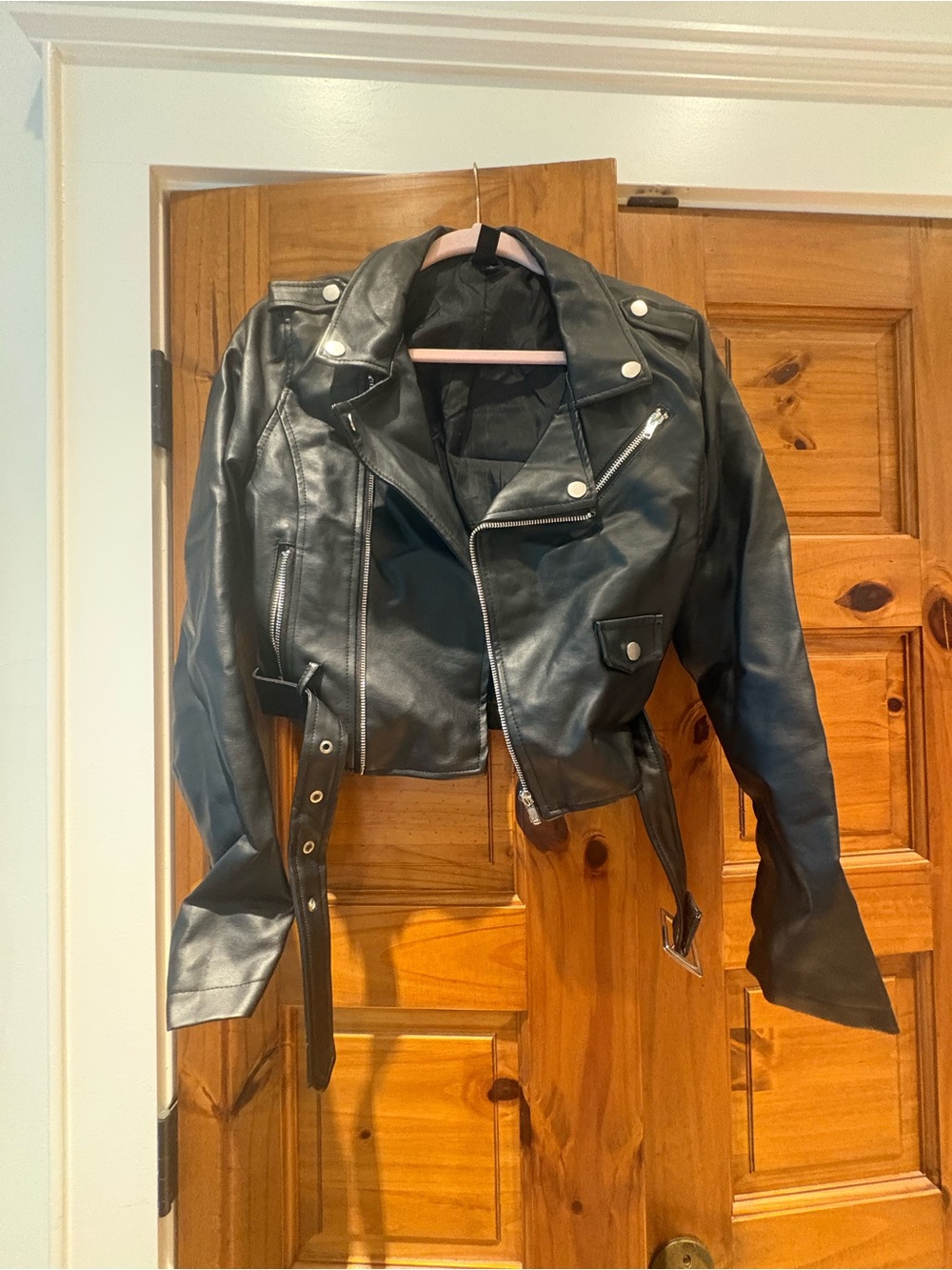 Windsor Classic Black Faux Leather Moto Jacket - Women's